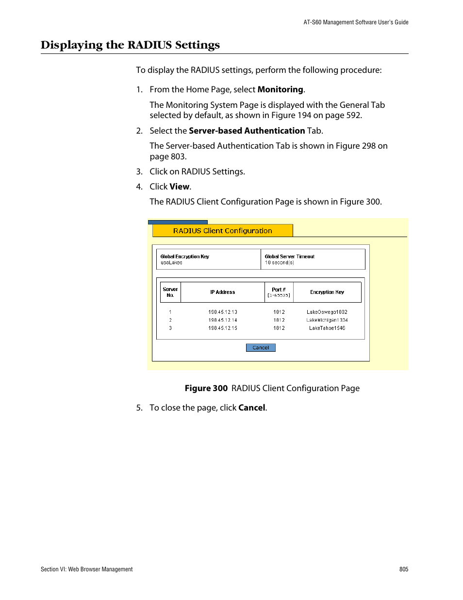Displaying the radius settings | Allied Telesis AT-S60 User Manual | Page 805 / 858