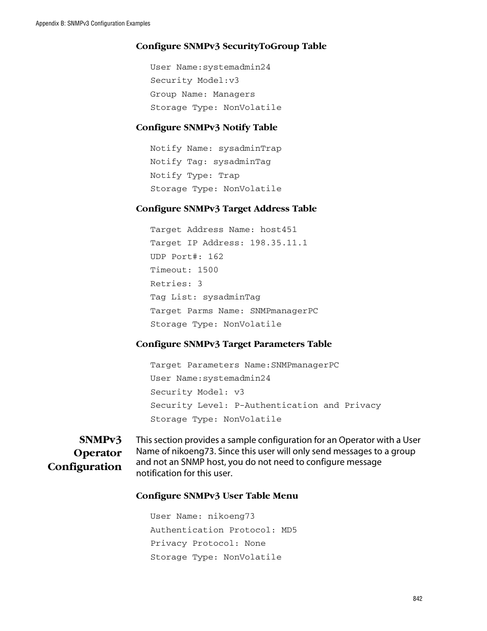 Snmpv3 operator configuration | Allied Telesis AT-S60 User Manual | Page 842 / 858