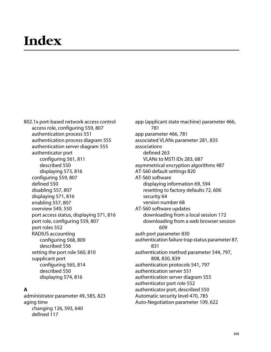Index | Allied Telesis AT-S60 User Manual | Page 846 / 858