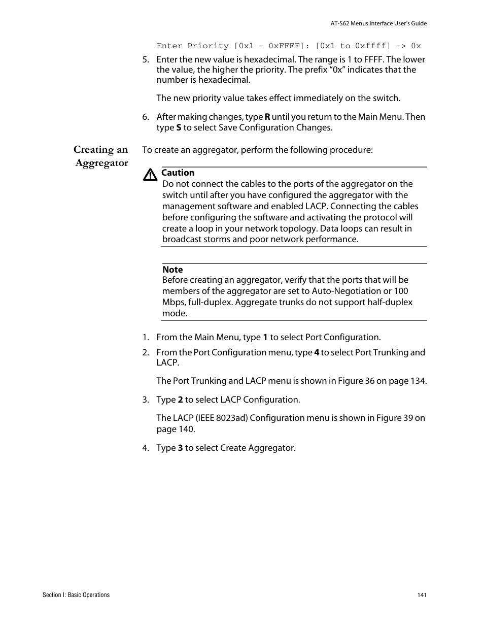 Creating an aggregator | Allied Telesis AT-S62 User Manual | Page 141 / 760