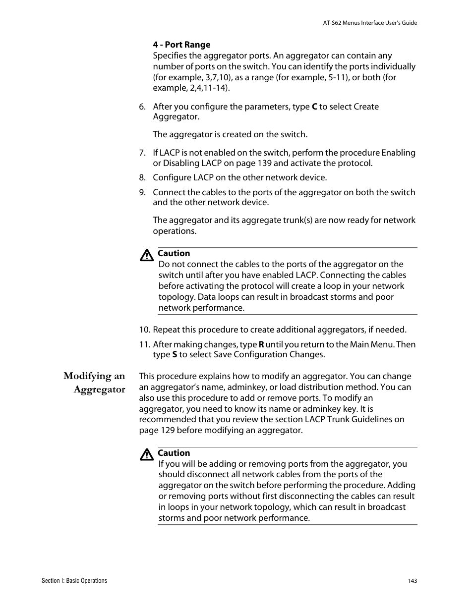 Modifying an aggregator | Allied Telesis AT-S62 User Manual | Page 143 / 760