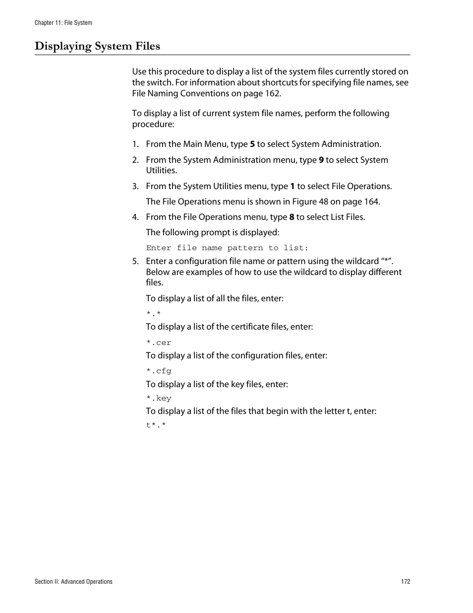 Displaying system files | Allied Telesis AT-S62 User Manual | Page 172 / 760