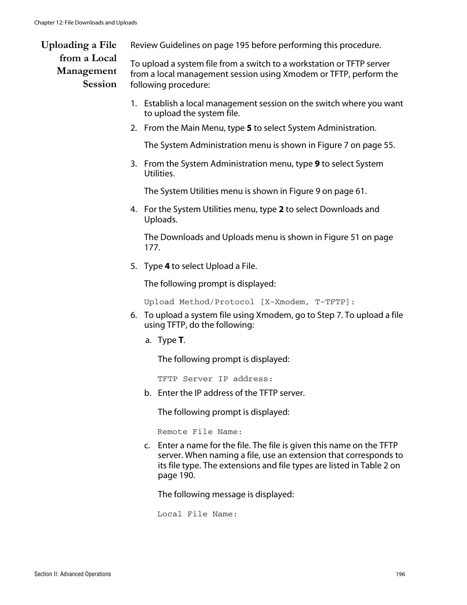 Uploading a file from a local management session | Allied Telesis AT-S62 User Manual | Page 196 / 760