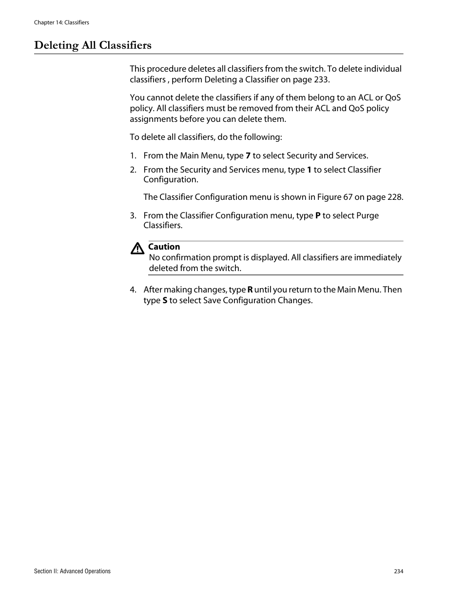 Deleting all classifiers | Allied Telesis AT-S62 User Manual | Page 234 / 760