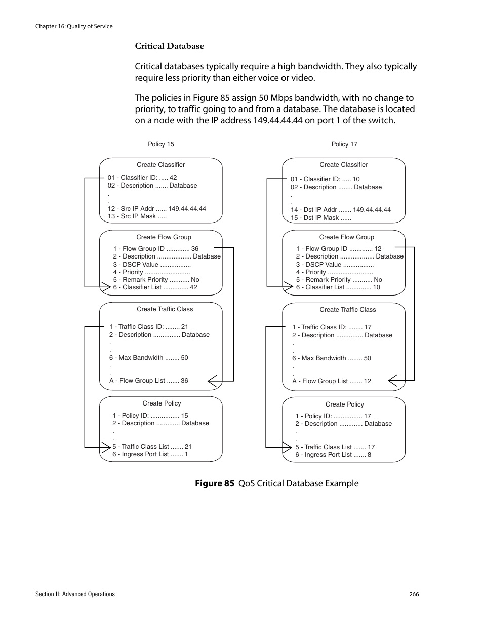 Figure 85: qos critical database example | Allied Telesis AT-S62 User Manual | Page 266 / 760