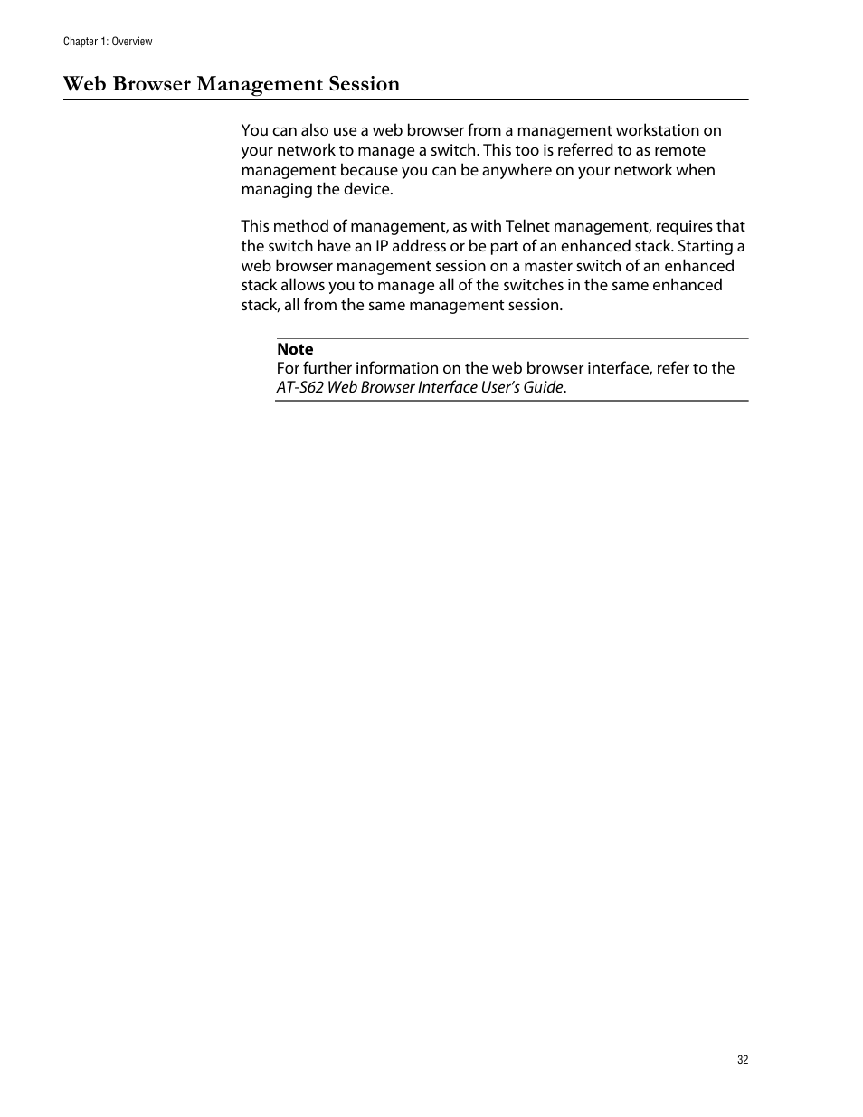 Web browser management session | Allied Telesis AT-S62 User Manual | Page 32 / 760
