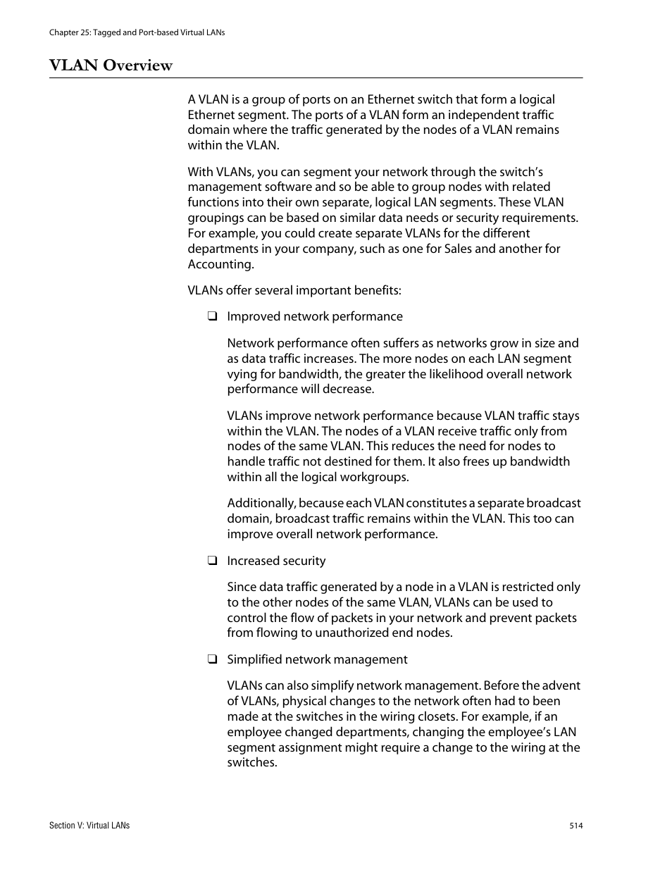 Vlan overview | Allied Telesis AT-S62 User Manual | Page 514 / 760