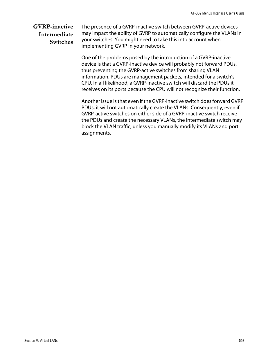 Gvrp-inactive intermediate switches | Allied Telesis AT-S62 User Manual | Page 553 / 760