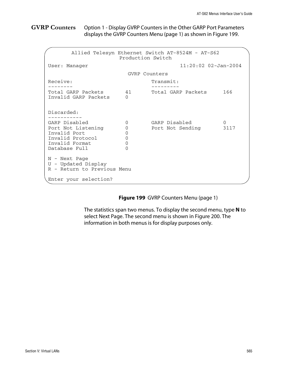 Gvrp counters | Allied Telesis AT-S62 User Manual | Page 565 / 760