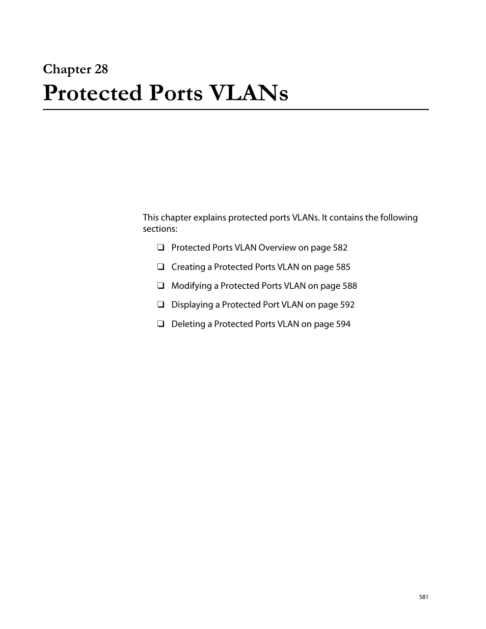 Chapter 28, Protected ports vlans, Chapter 28 protected ports vlans | Allied Telesis AT-S62 User Manual | Page 581 / 760