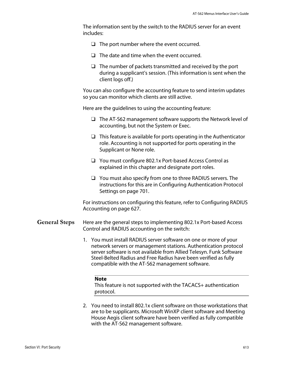 General steps | Allied Telesis AT-S62 User Manual | Page 613 / 760
