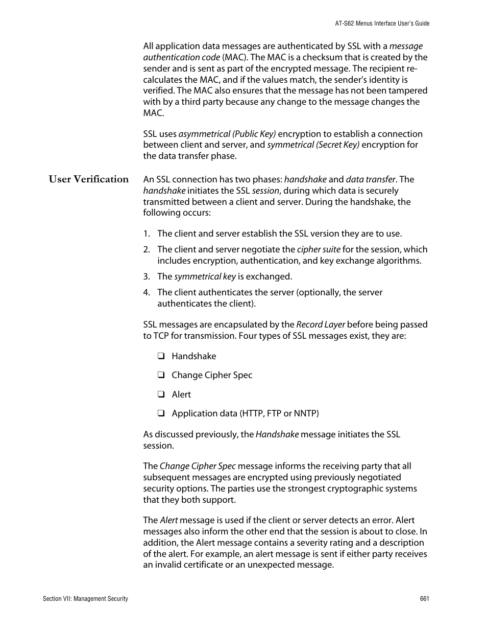 User verification | Allied Telesis AT-S62 User Manual | Page 661 / 760