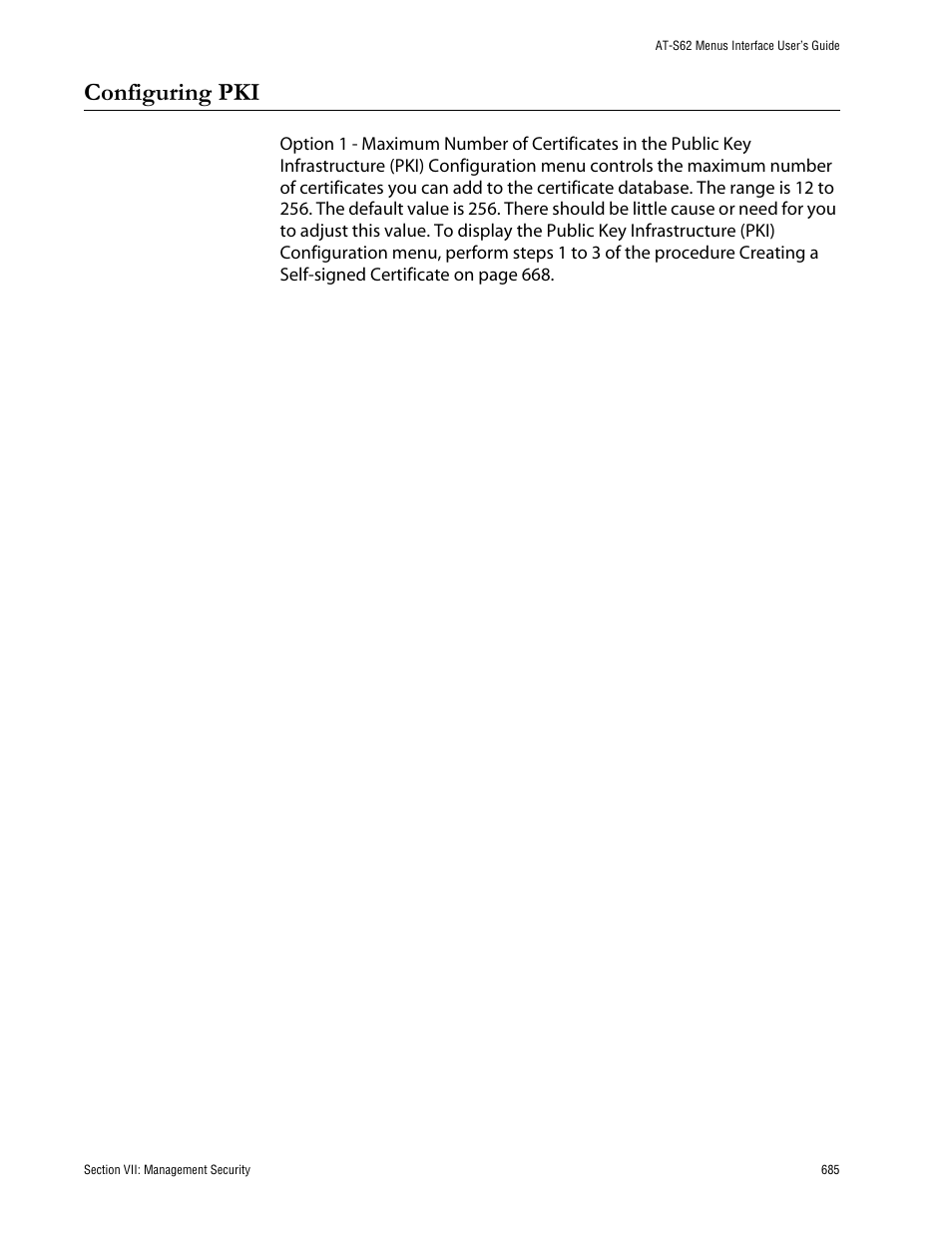 Configuring pki | Allied Telesis AT-S62 User Manual | Page 685 / 760