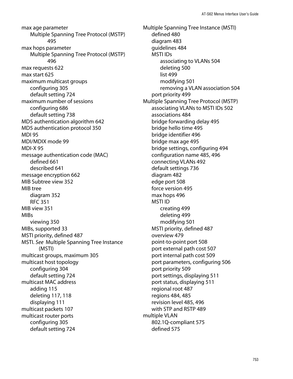 Allied Telesis AT-S62 User Manual | Page 753 / 760