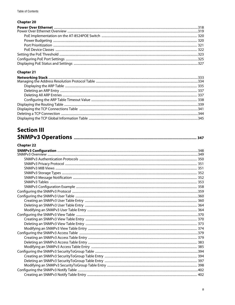 Allied Telesis AT-S62 User Manual | Page 8 / 760