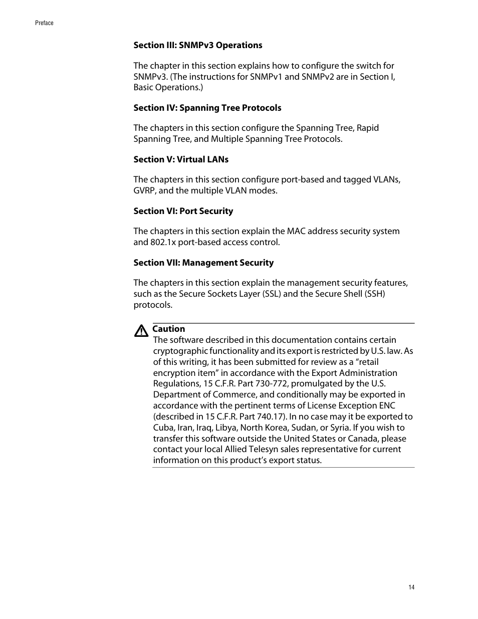 Allied Telesis AT-S62 User Manual | Page 14 / 335