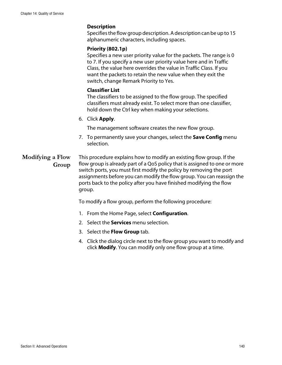 Modifying a flow group | Allied Telesis AT-S62 User Manual | Page 140 / 335