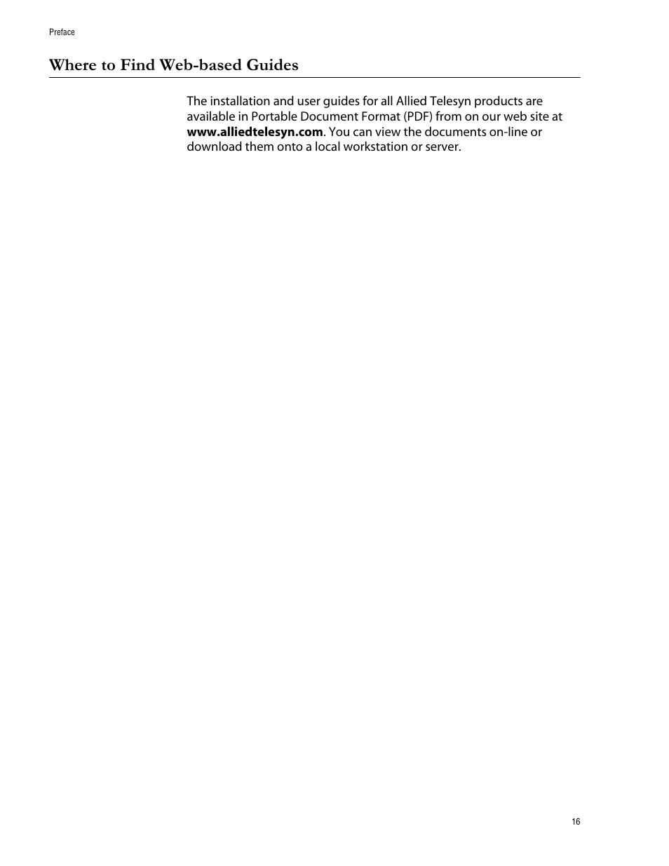 Where to find web-based guides | Allied Telesis AT-S62 User Manual | Page 16 / 335