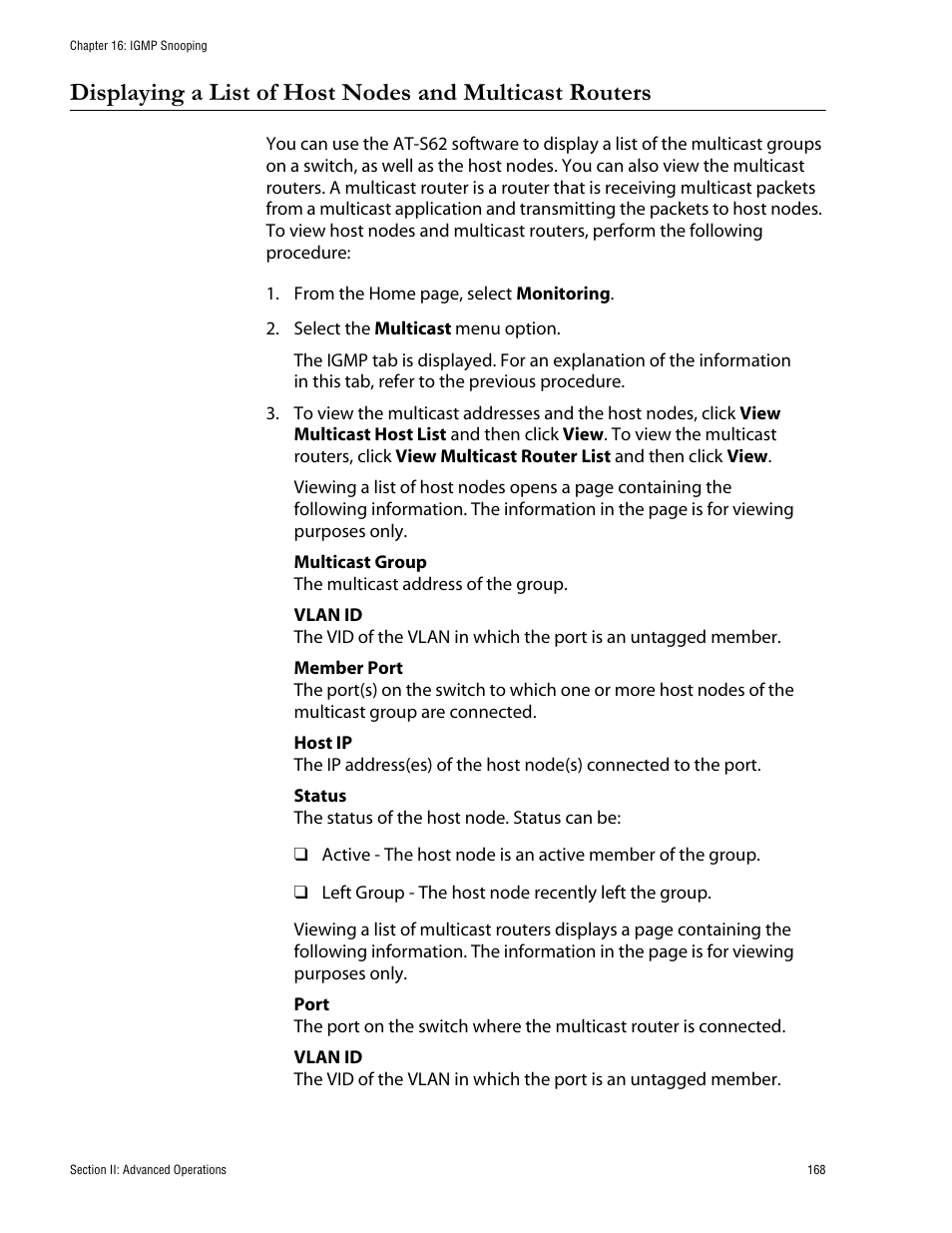 Allied Telesis AT-S62 User Manual | Page 168 / 335