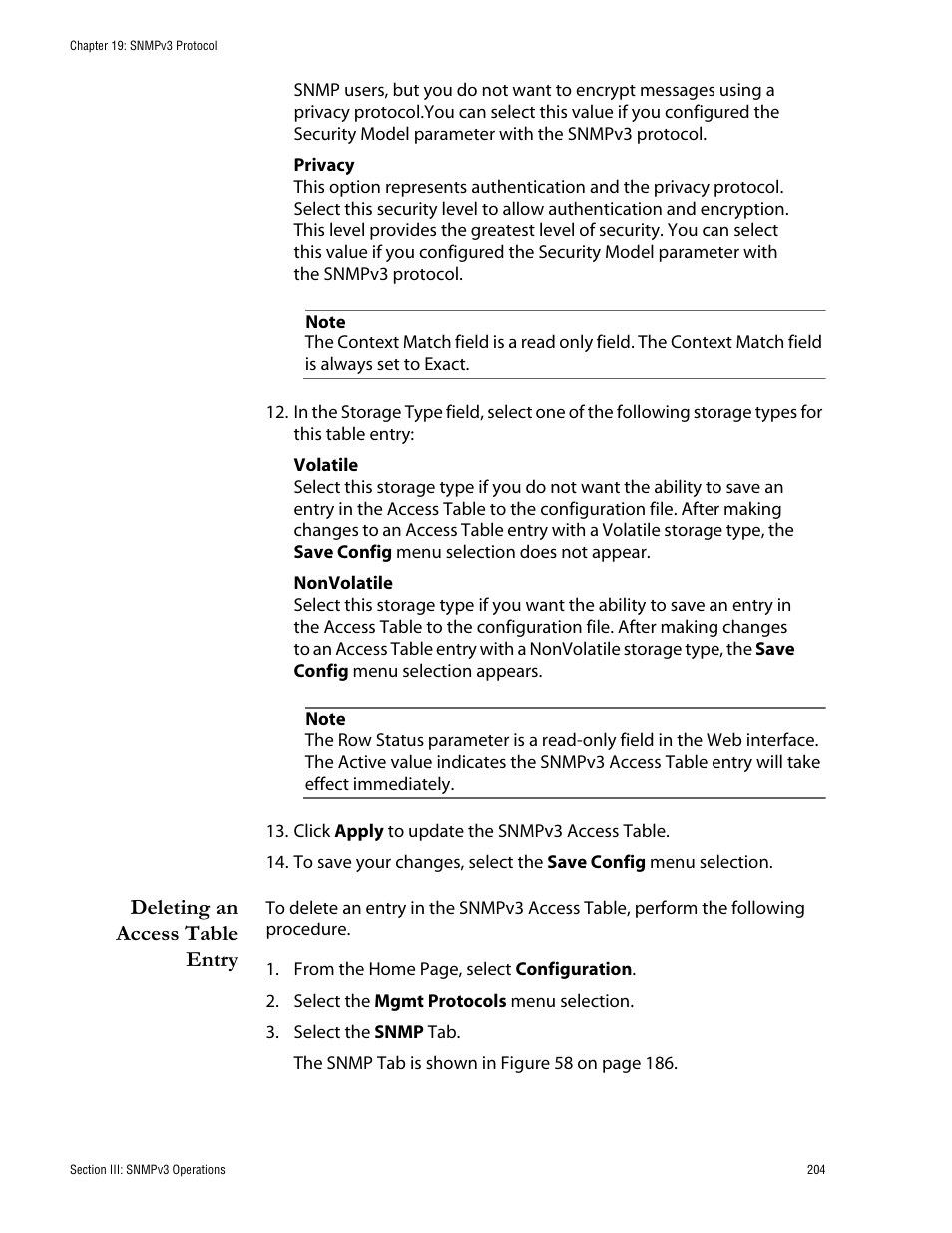 Deleting an access table entry | Allied Telesis AT-S62 User Manual | Page 204 / 335