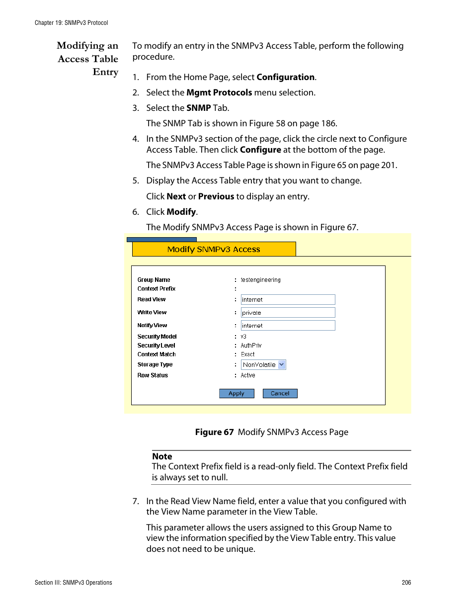 Modifying an access table entry | Allied Telesis AT-S62 User Manual | Page 206 / 335