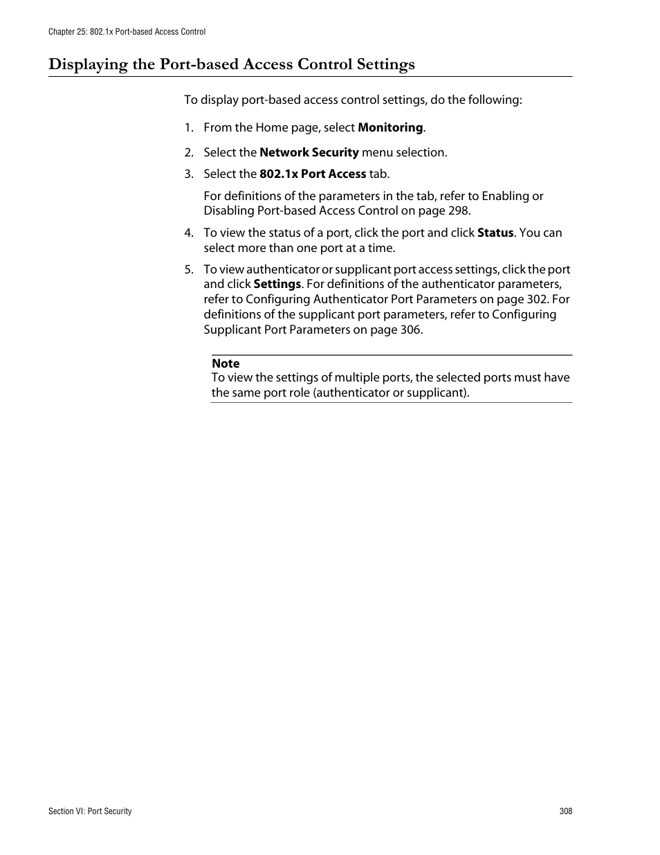 Displaying the port-based access control settings | Allied Telesis AT-S62 User Manual | Page 308 / 335