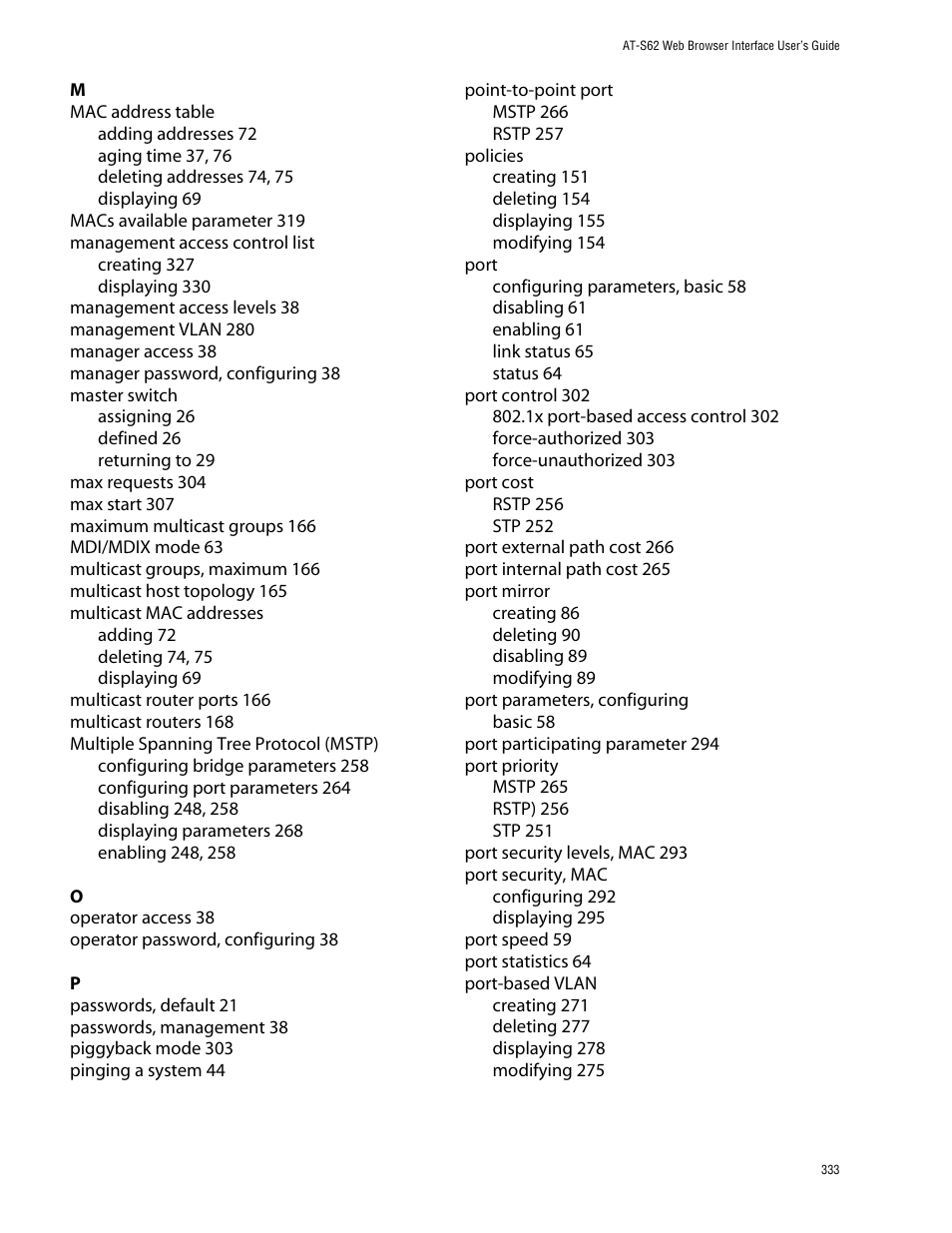 Allied Telesis AT-S62 User Manual | Page 333 / 335