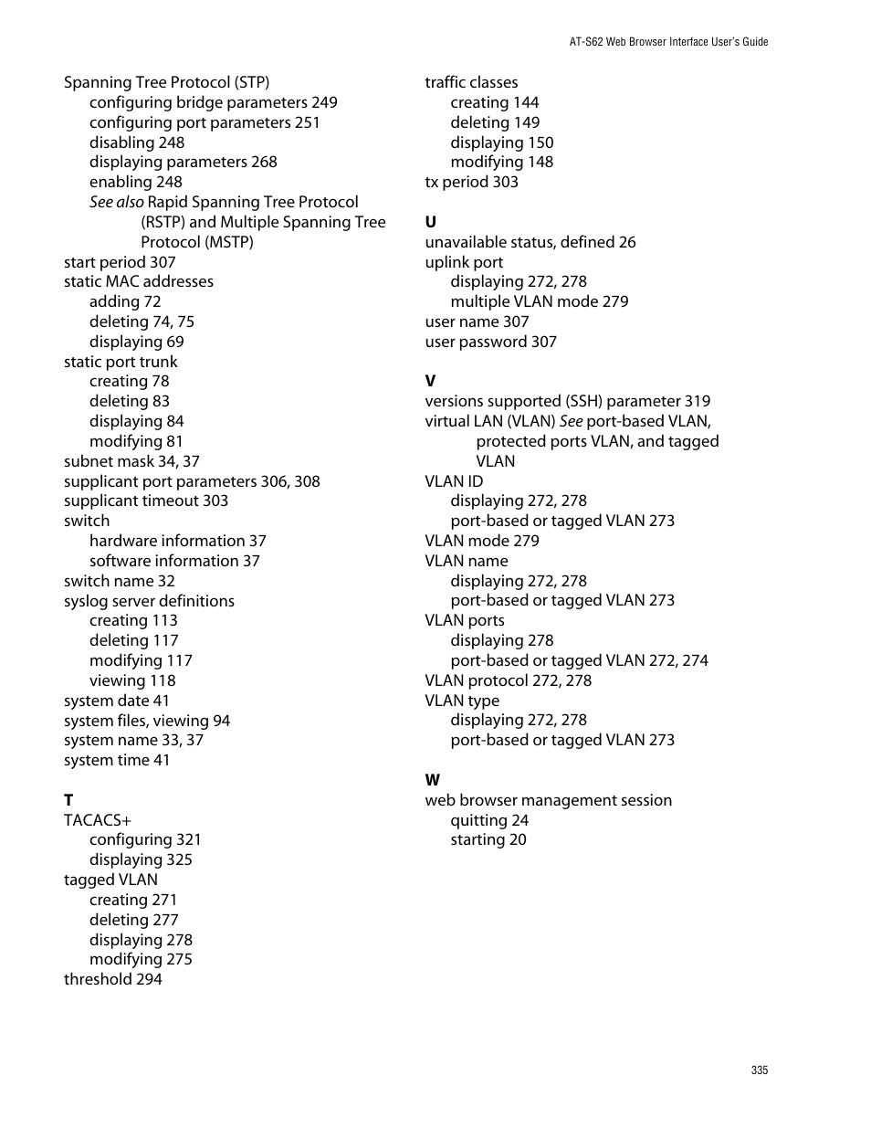 Allied Telesis AT-S62 User Manual | Page 335 / 335