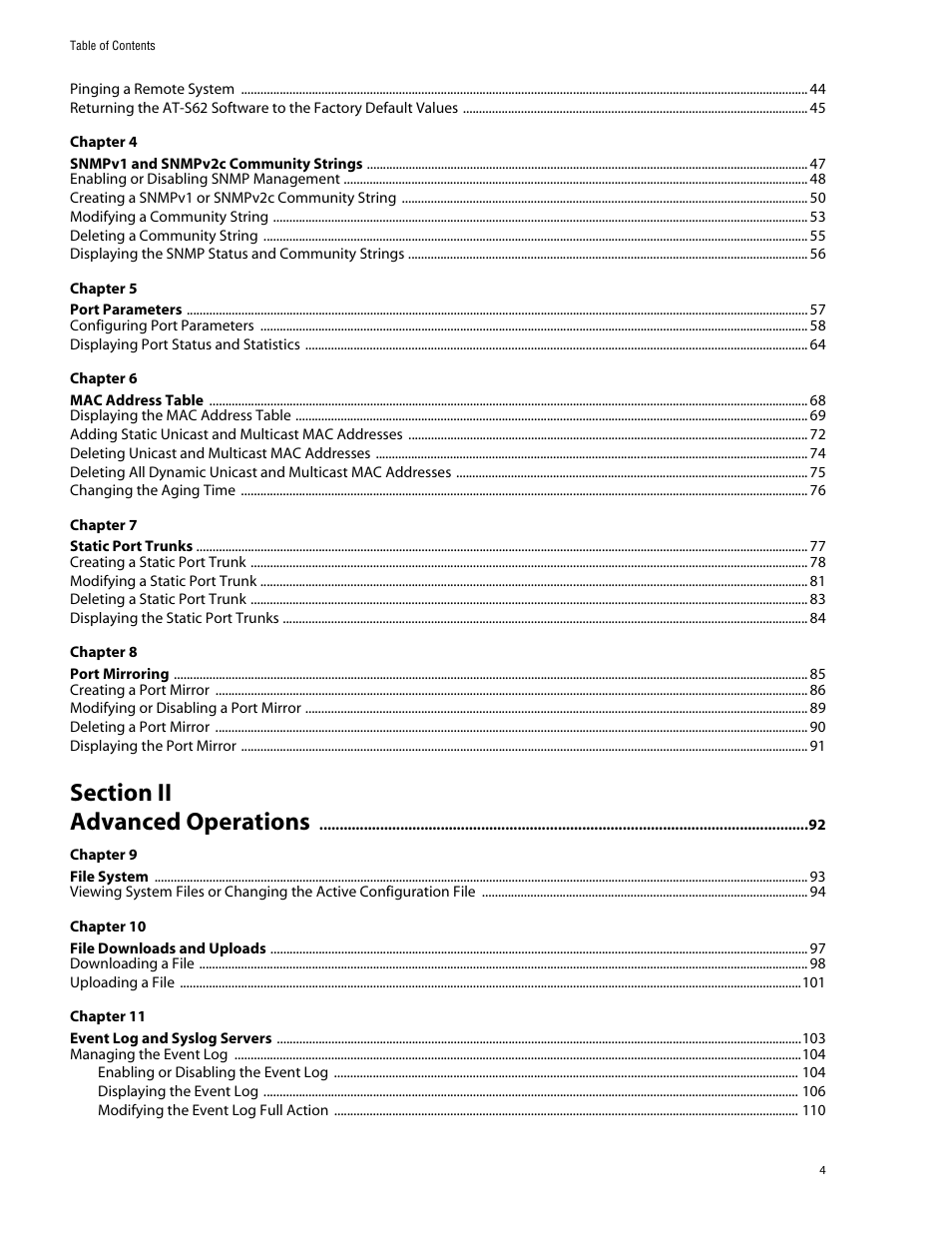 Allied Telesis AT-S62 User Manual | Page 4 / 335