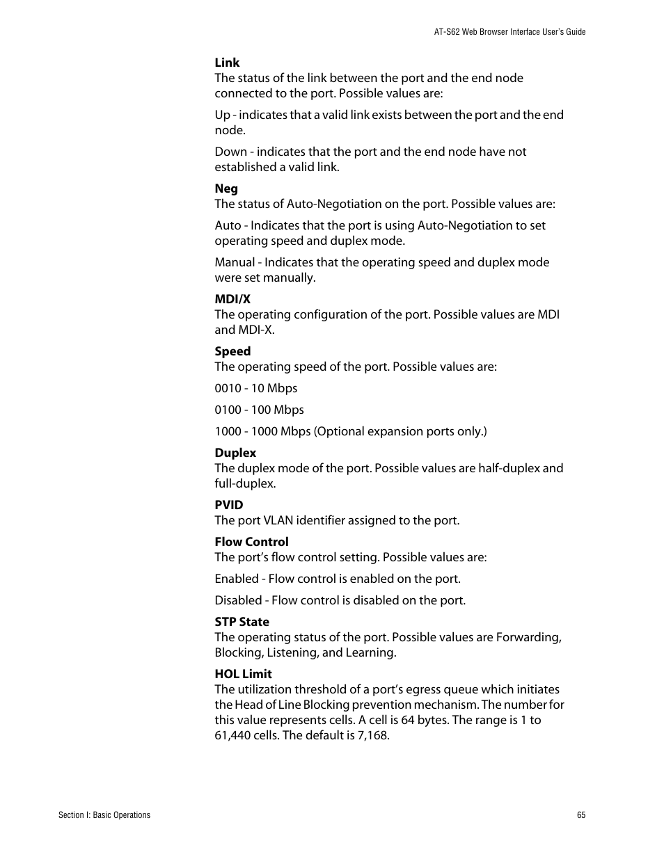 Allied Telesis AT-S62 User Manual | Page 65 / 335