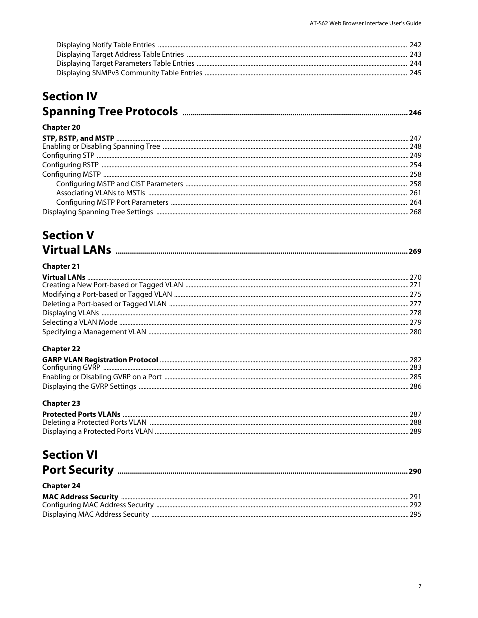 Allied Telesis AT-S62 User Manual | Page 7 / 335