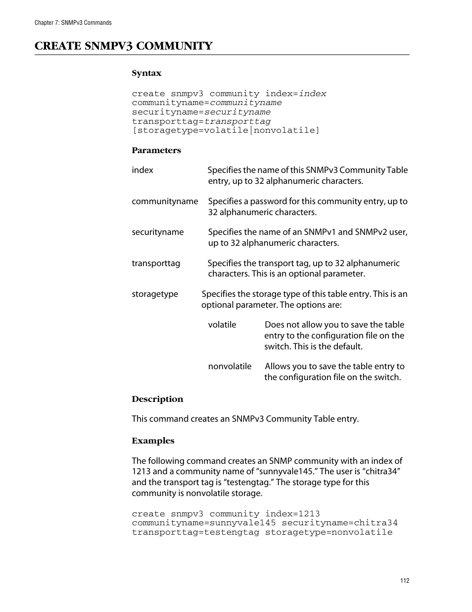 Create snmpv3 community | Allied Telesis AT-S62 User Manual | Page 112 / 573