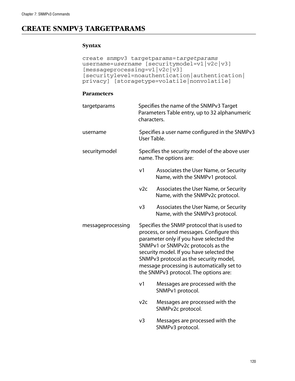 Create snmpv3 targetparams | Allied Telesis AT-S62 User Manual | Page 120 / 573