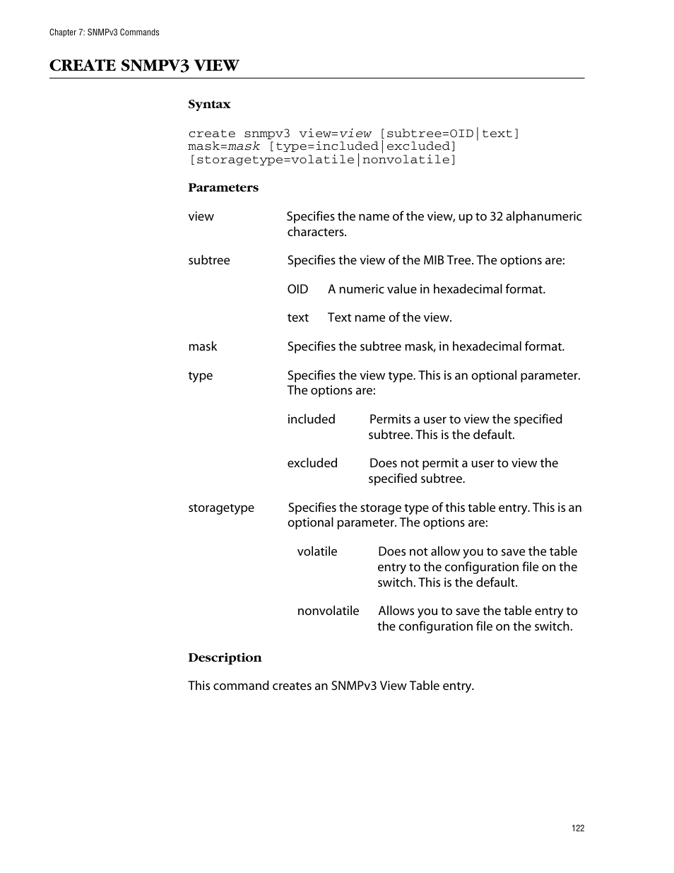 Create snmpv3 view | Allied Telesis AT-S62 User Manual | Page 122 / 573