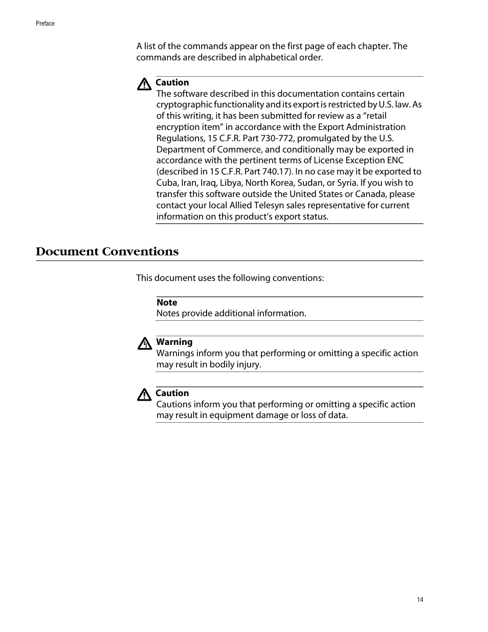 Document conventions | Allied Telesis AT-S62 User Manual | Page 14 / 573
