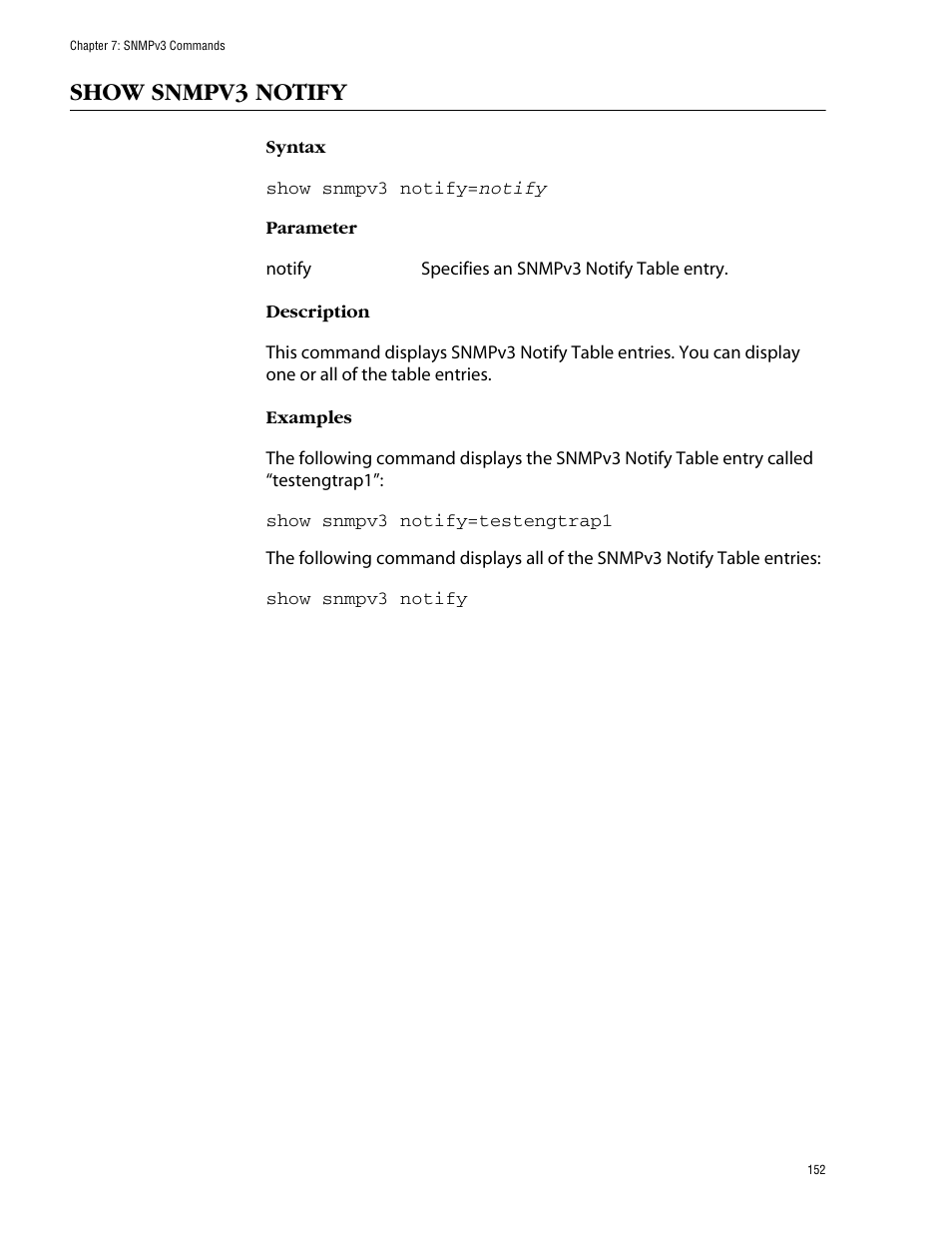 Show snmpv3 notify | Allied Telesis AT-S62 User Manual | Page 152 / 573