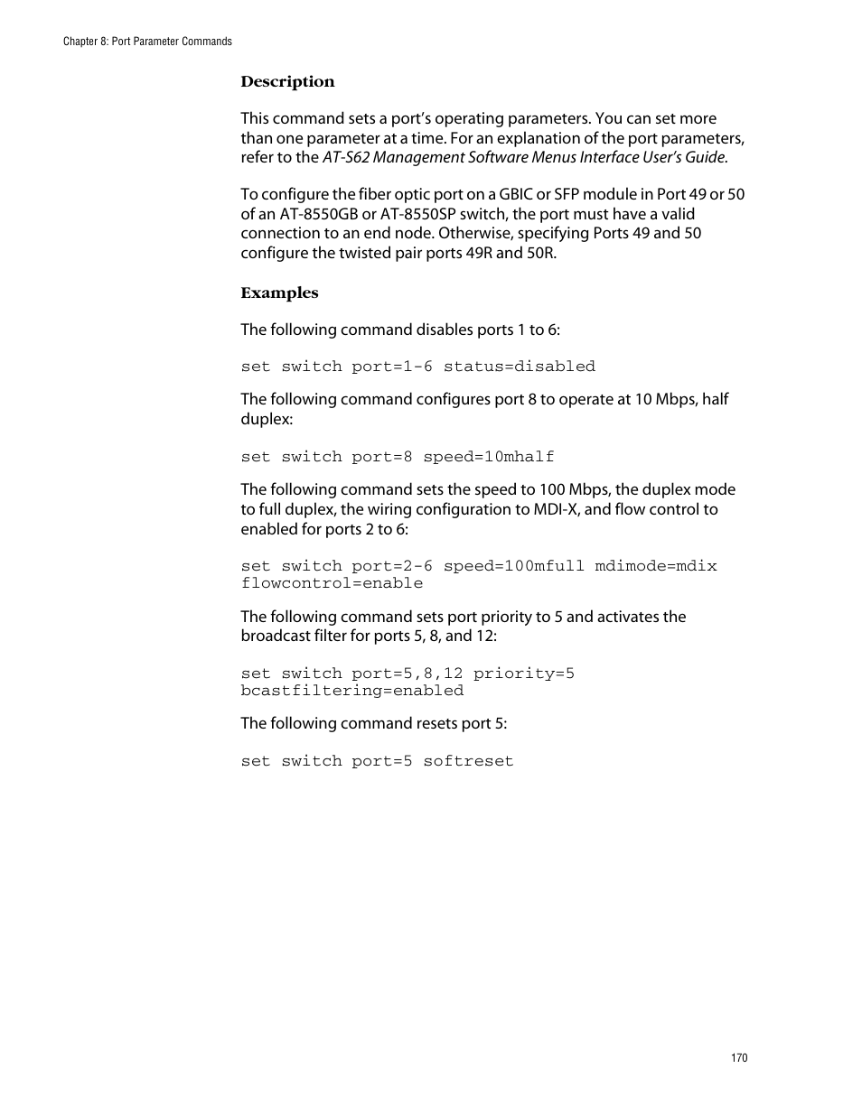 Allied Telesis AT-S62 User Manual | Page 170 / 573