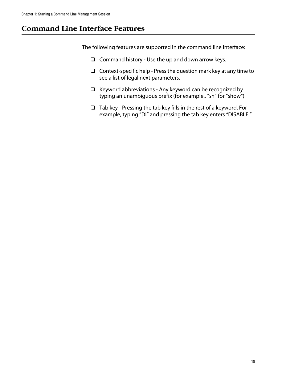 Command line interface features | Allied Telesis AT-S62 User Manual | Page 18 / 573