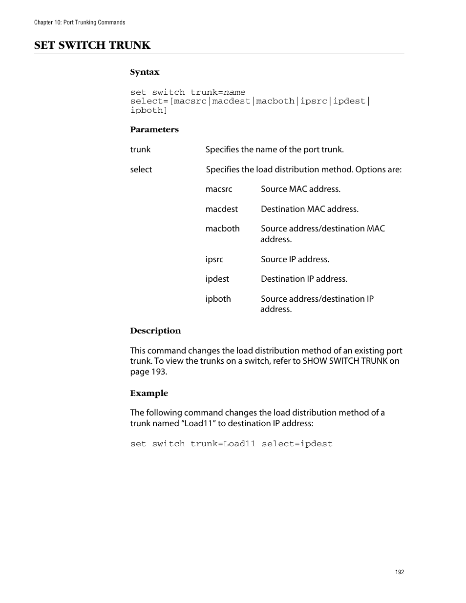 Set switch trunk | Allied Telesis AT-S62 User Manual | Page 192 / 573