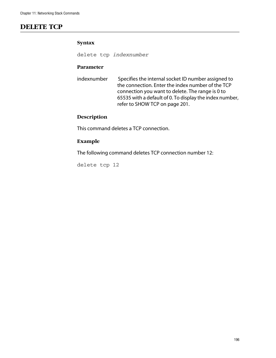 Delete tcp | Allied Telesis AT-S62 User Manual | Page 196 / 573