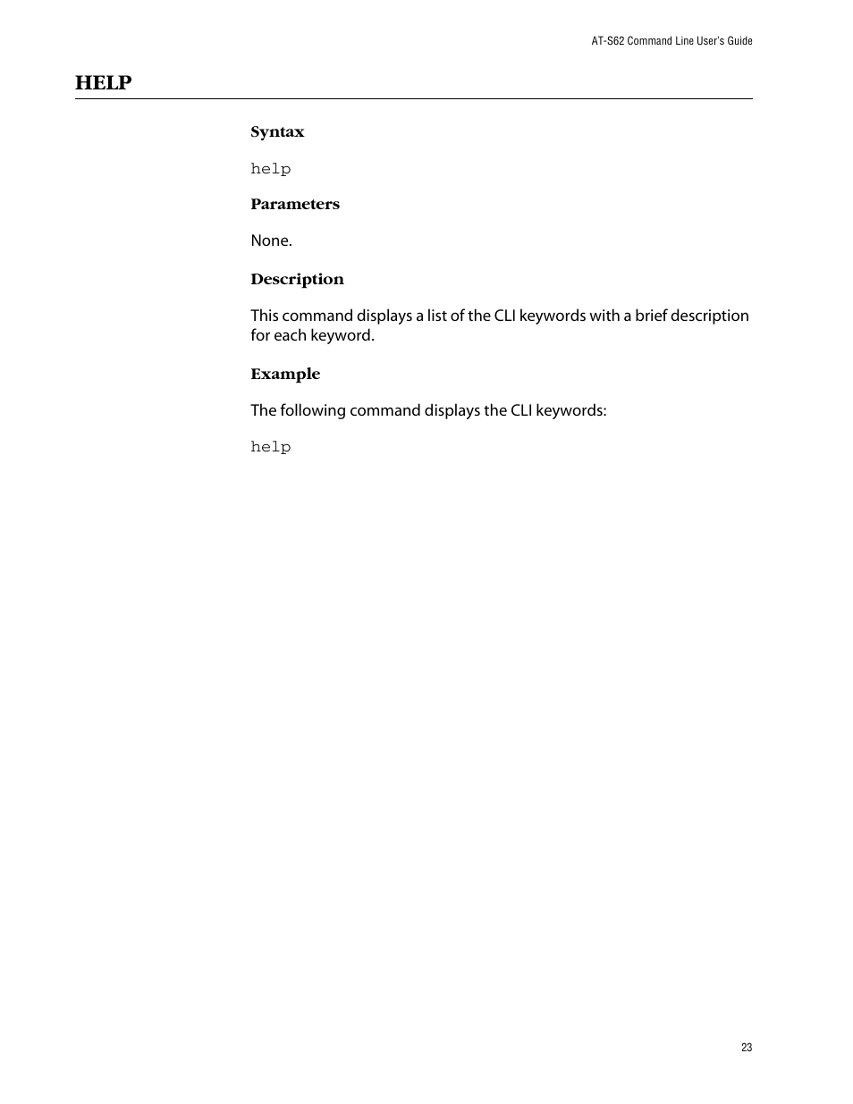 Help | Allied Telesis AT-S62 User Manual | Page 23 / 573
