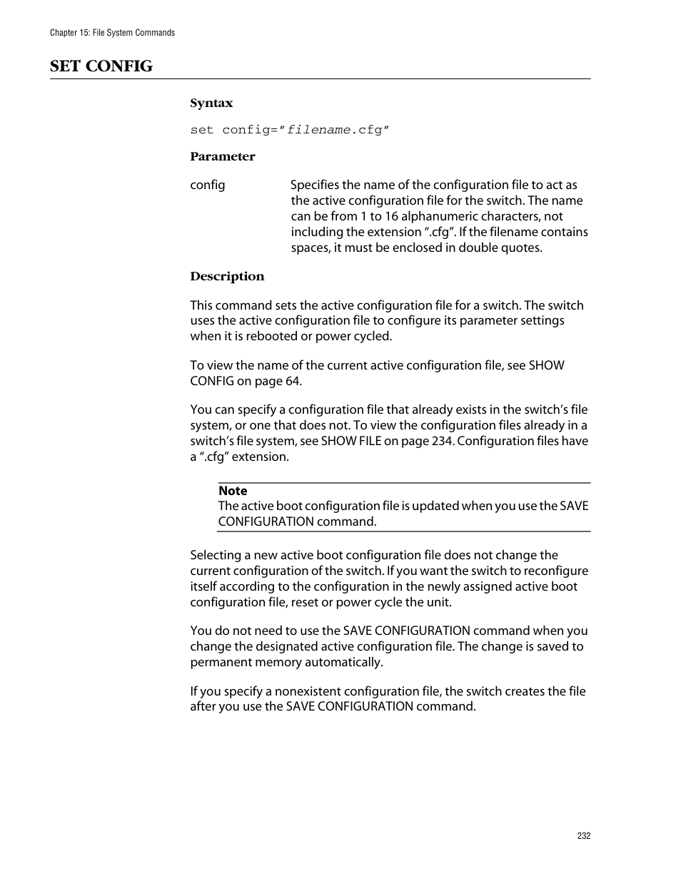 Set config | Allied Telesis AT-S62 User Manual | Page 232 / 573