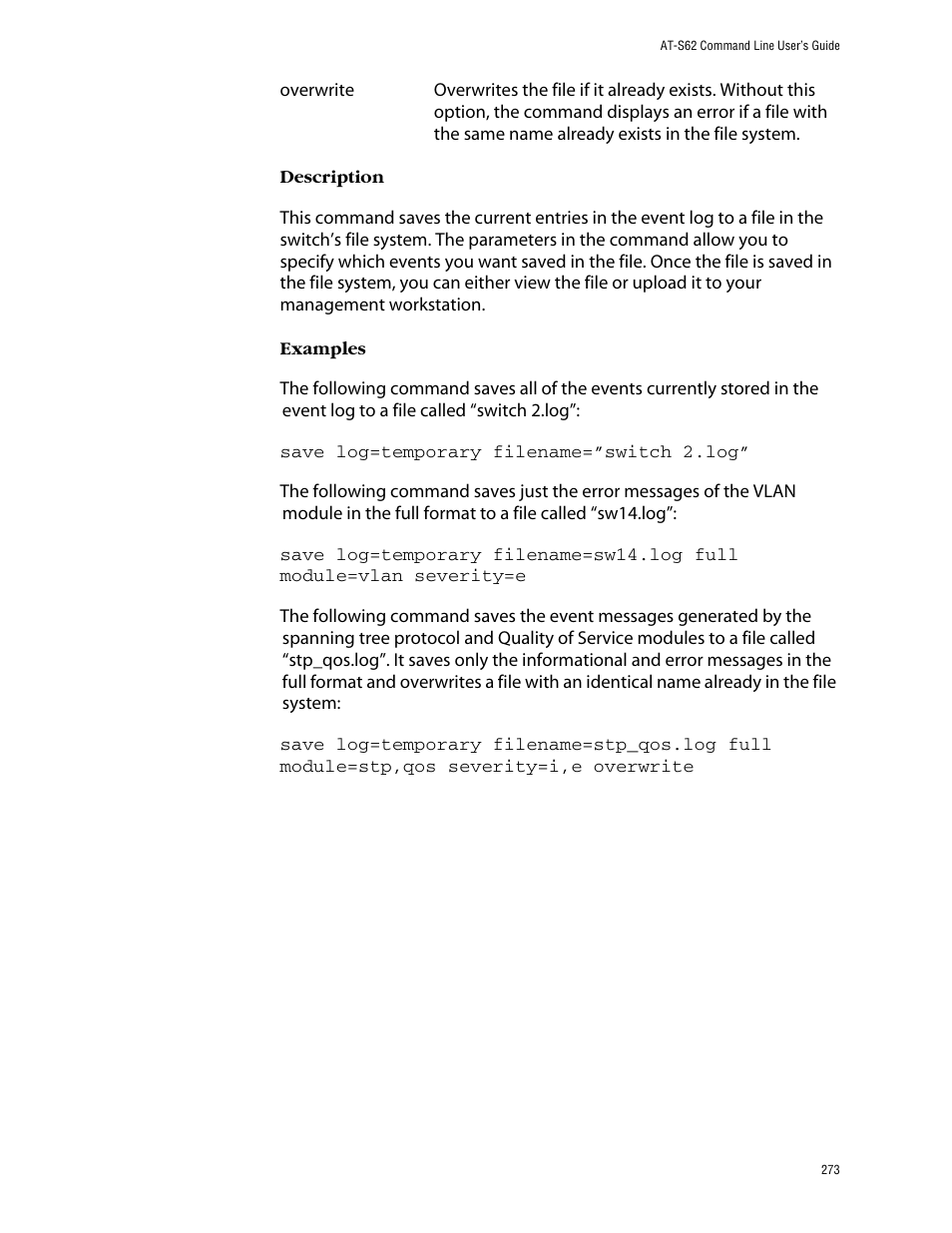 Allied Telesis AT-S62 User Manual | Page 273 / 573