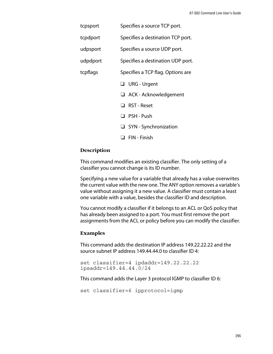 Allied Telesis AT-S62 User Manual | Page 295 / 573