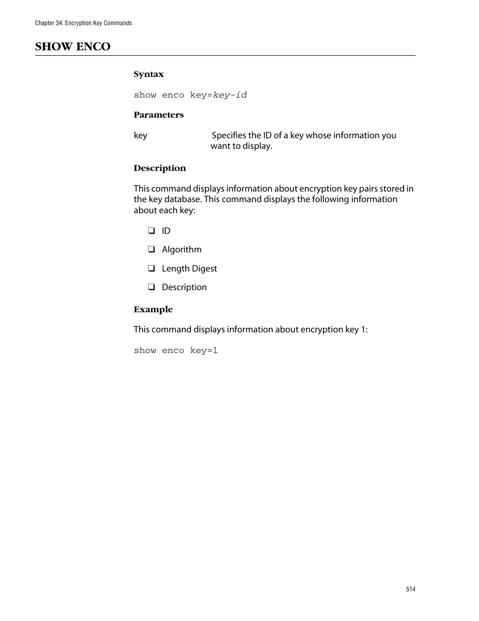 Show enco | Allied Telesis AT-S62 User Manual | Page 514 / 573