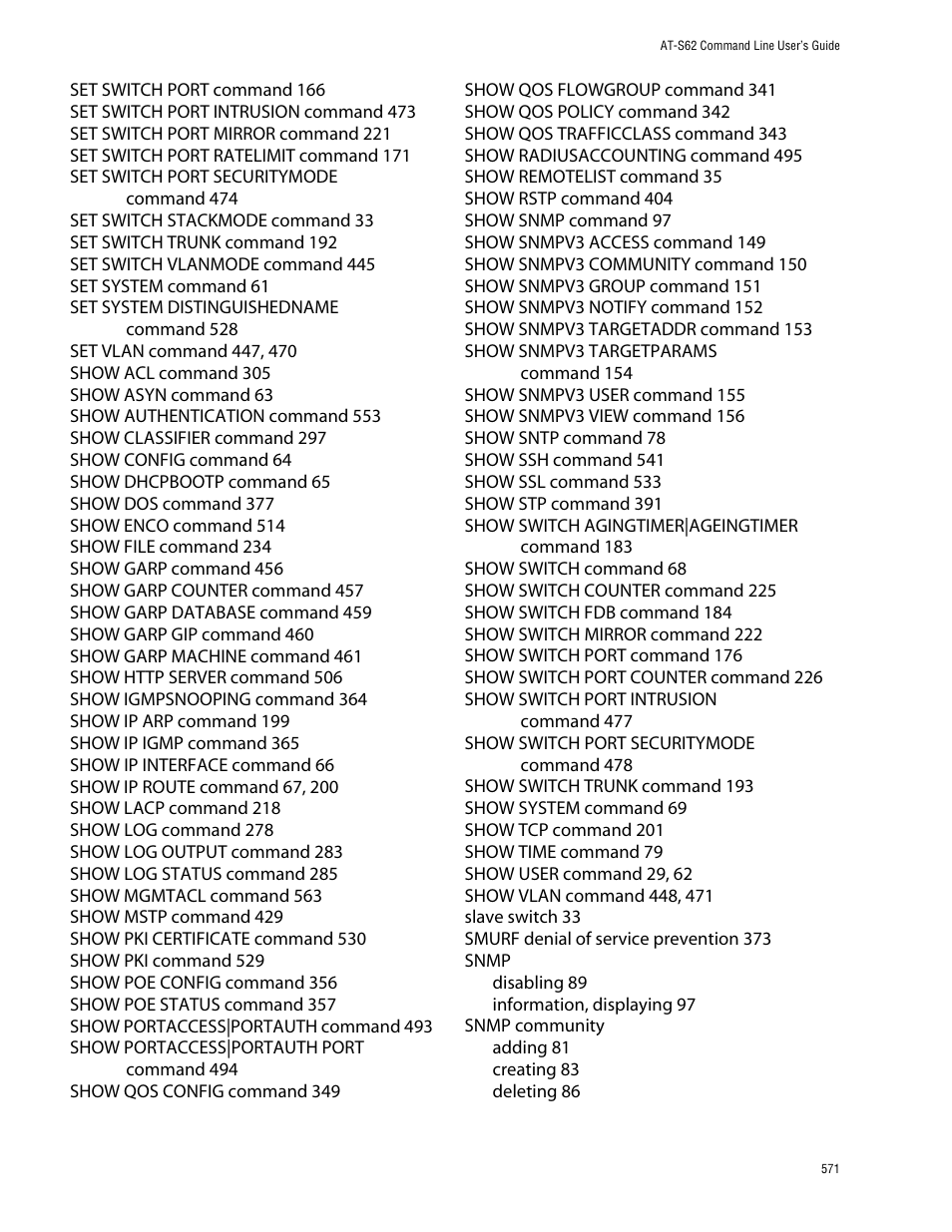 Allied Telesis AT-S62 User Manual | Page 571 / 573