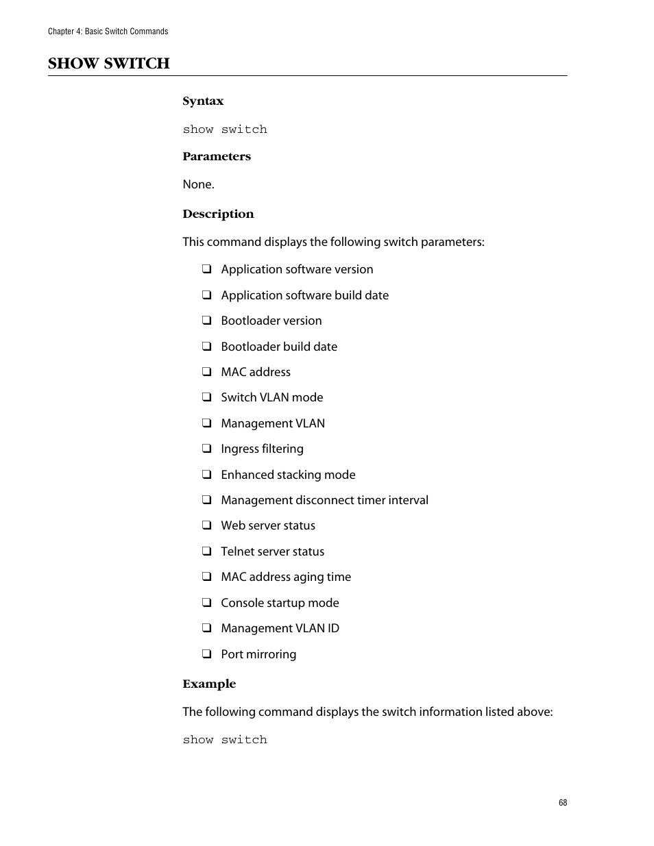 Show switch | Allied Telesis AT-S62 User Manual | Page 68 / 573