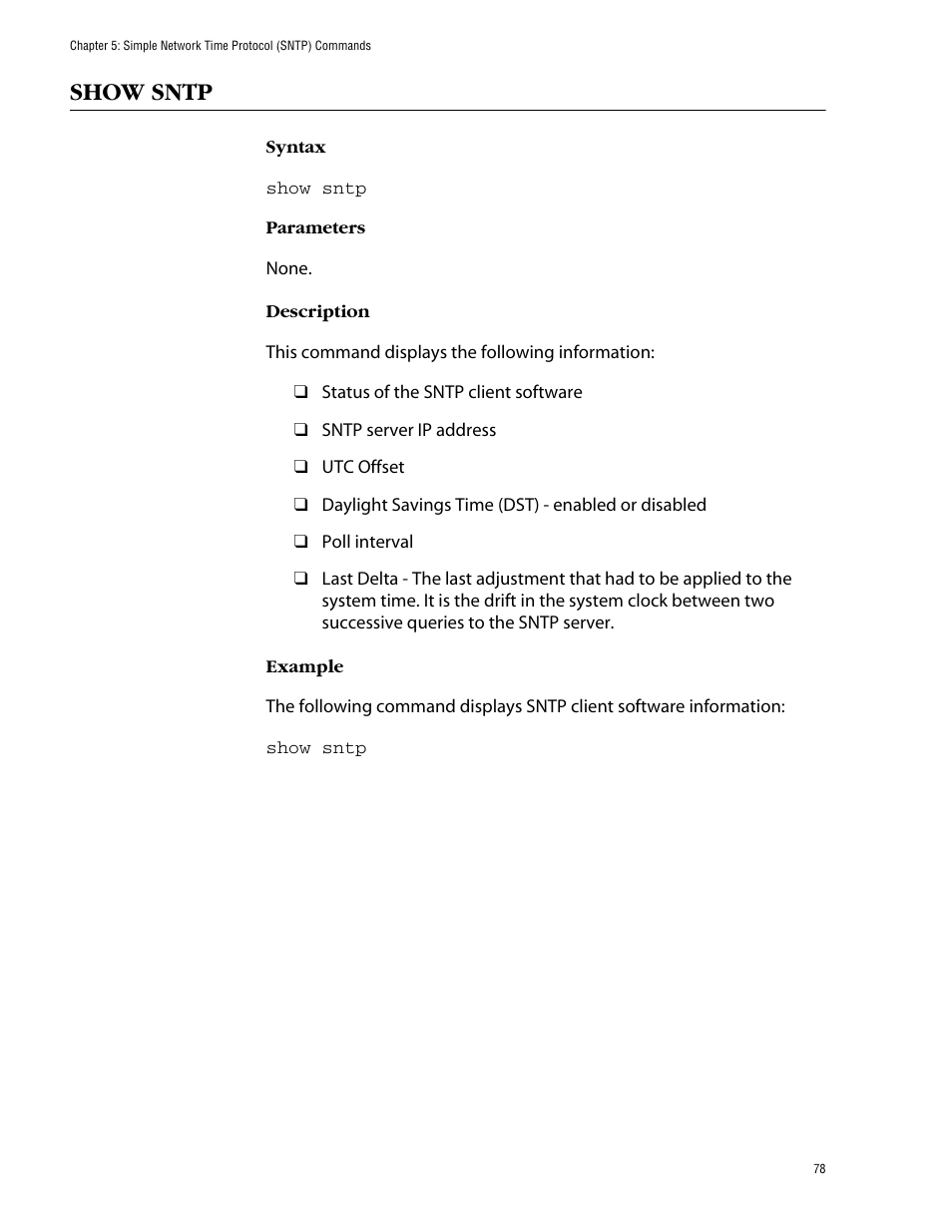 Show sntp | Allied Telesis AT-S62 User Manual | Page 78 / 573