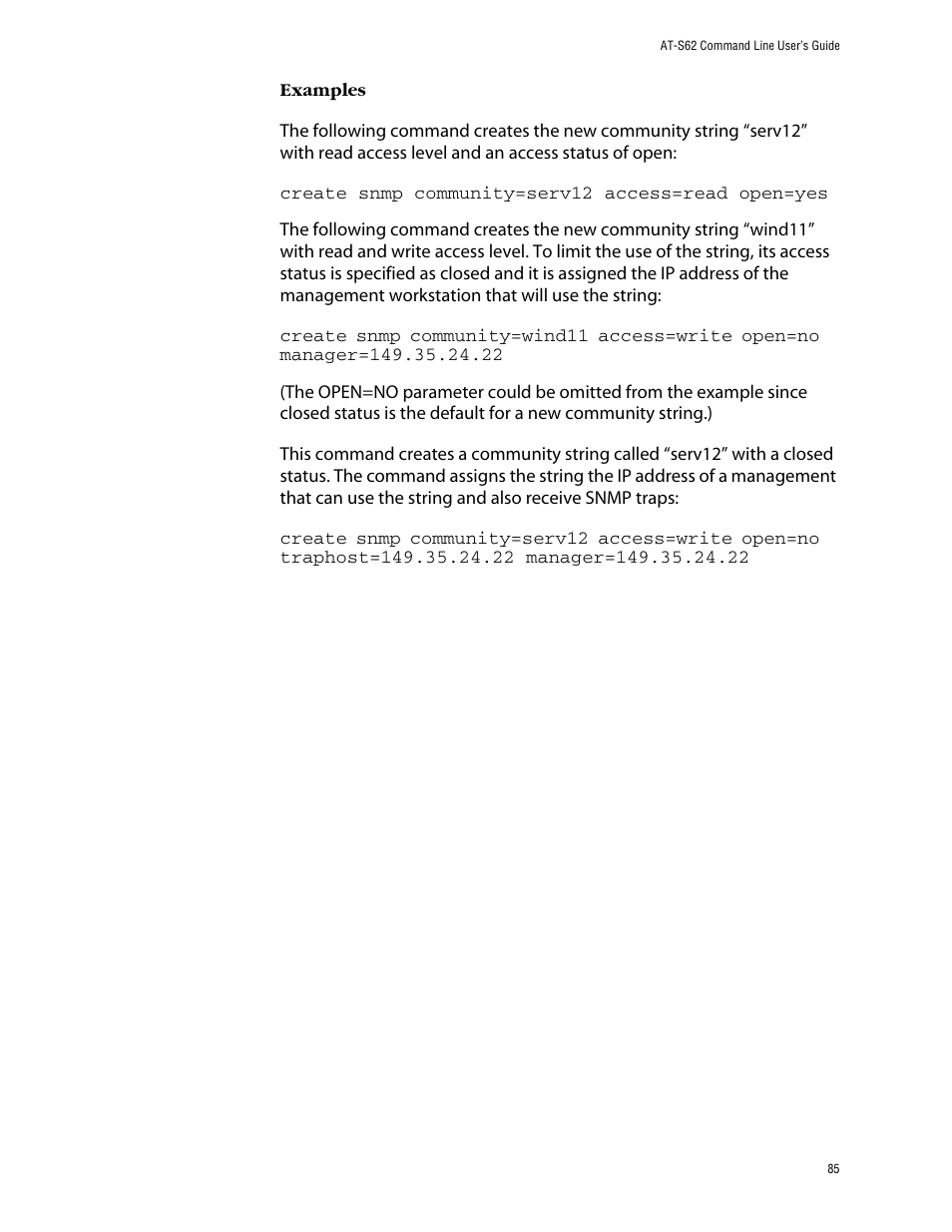 Allied Telesis AT-S62 User Manual | Page 85 / 573