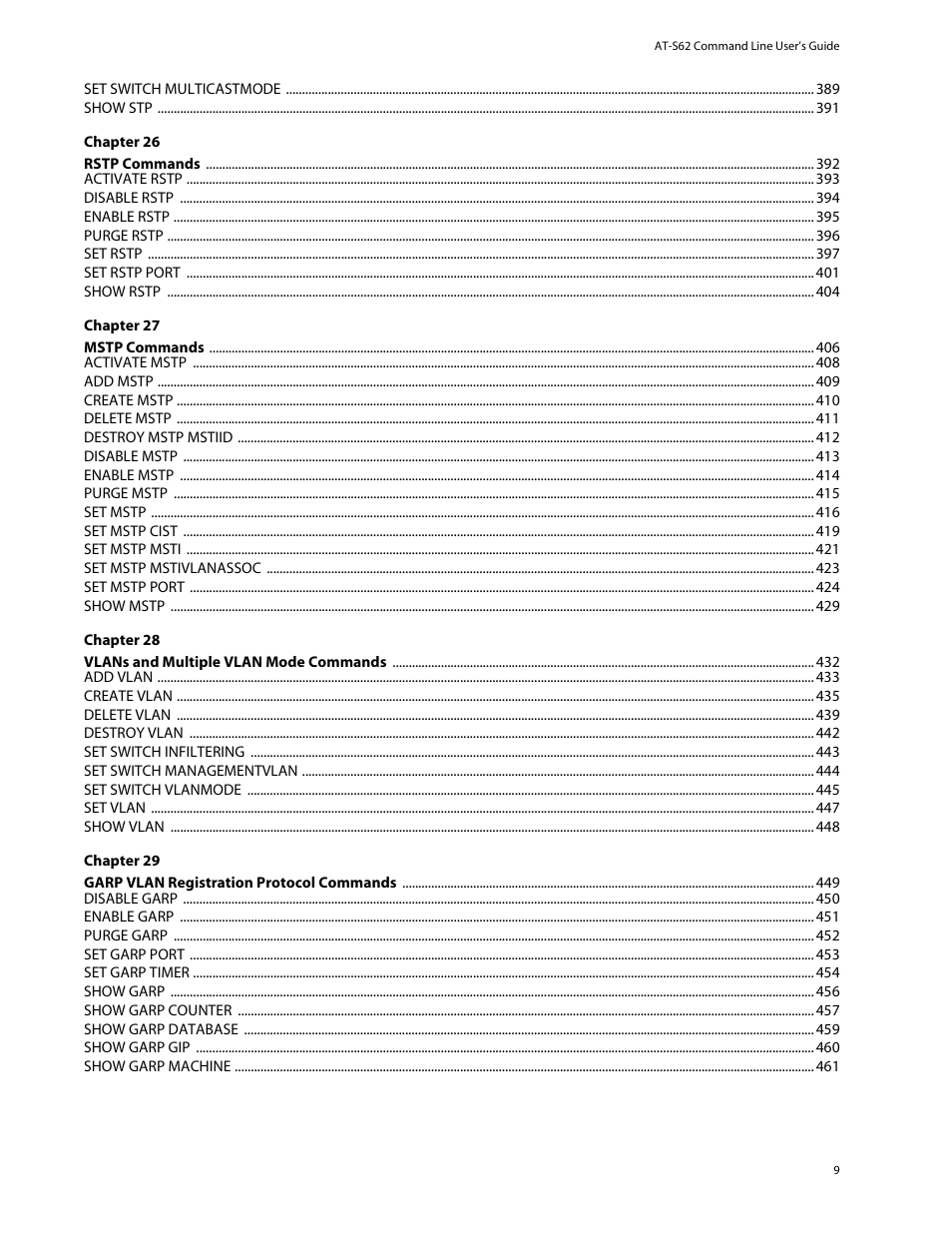 Allied Telesis AT-S62 User Manual | Page 9 / 573